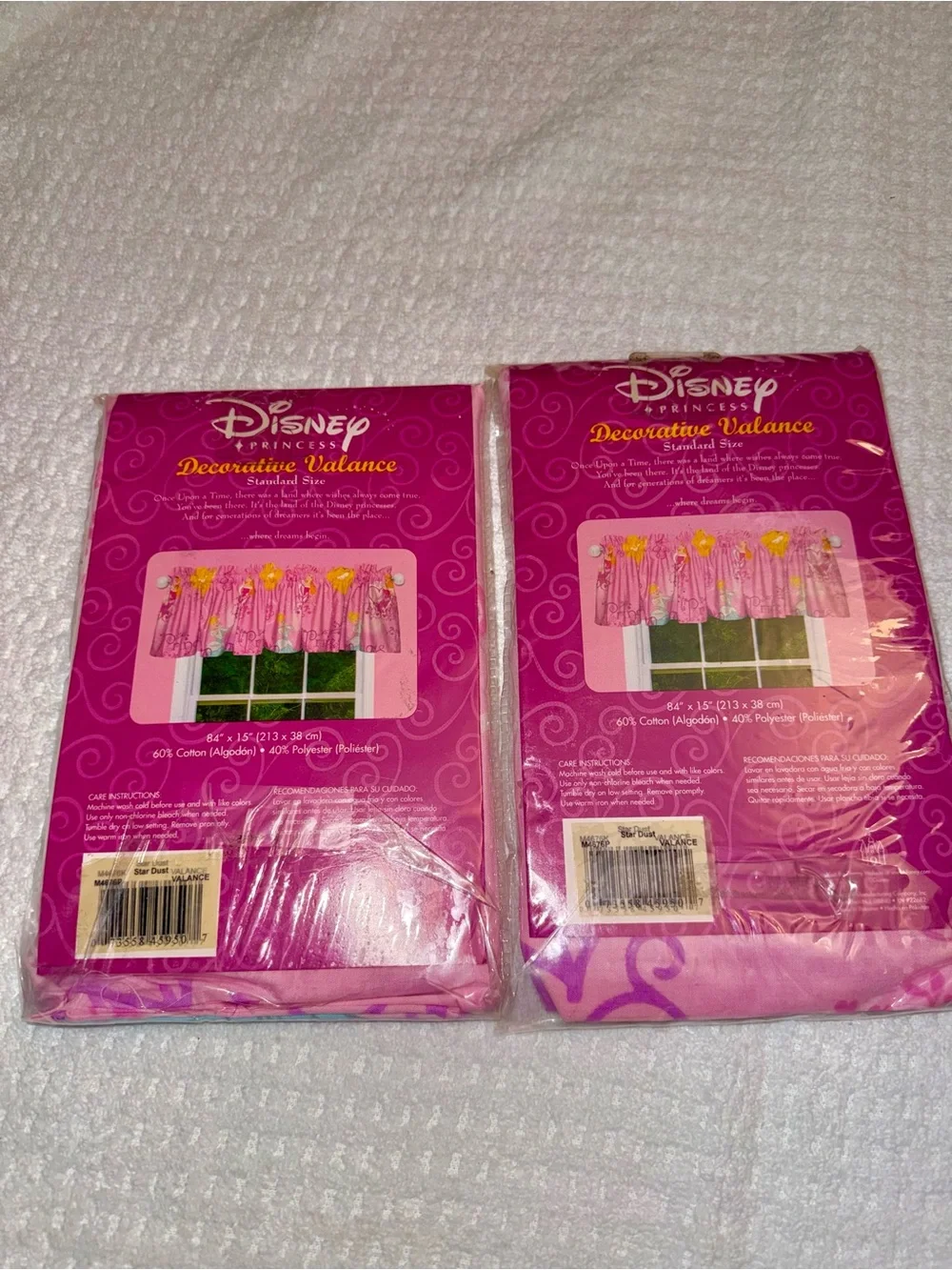 (2) VTG Disney Princess Cinderella Window Valance Curtains Set of 2 Pink Y2K NWT